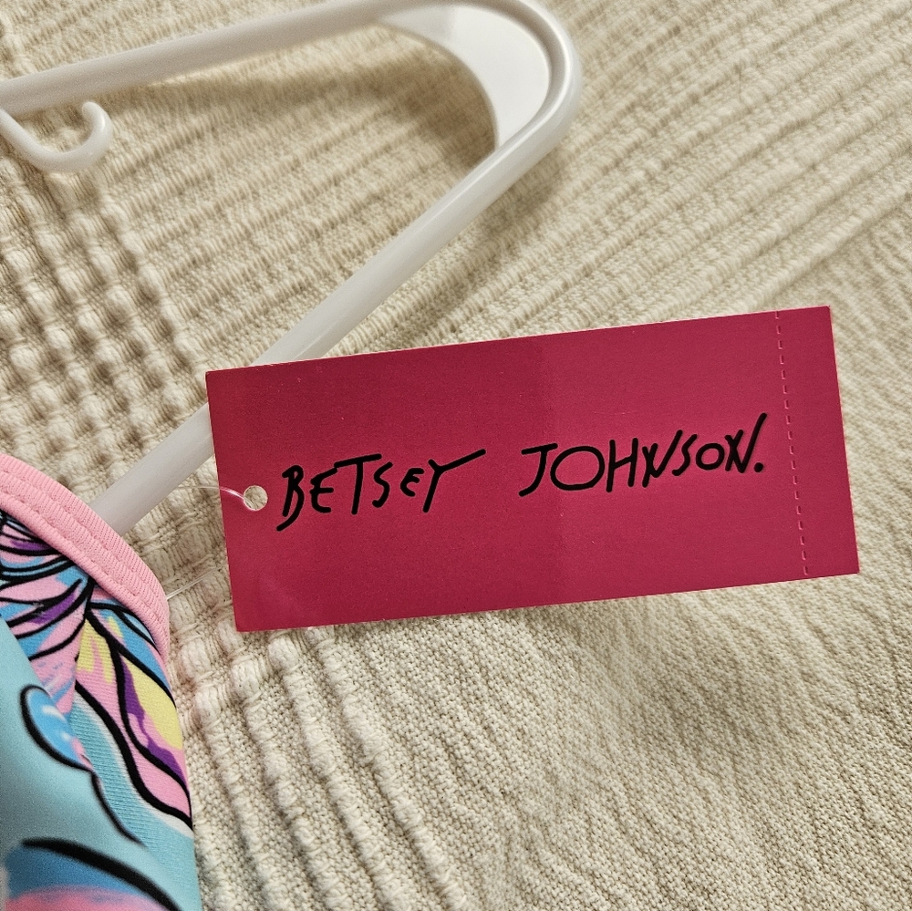 Betsey Johnson Pink Blue Girls Kids Toddler Size T2 Butterfly Swimsuit Sequins - Picture 9 of 9